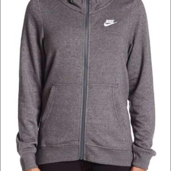 Nike Heather Gray Funnel Zip Logo Jacket - Picture 8 of 8